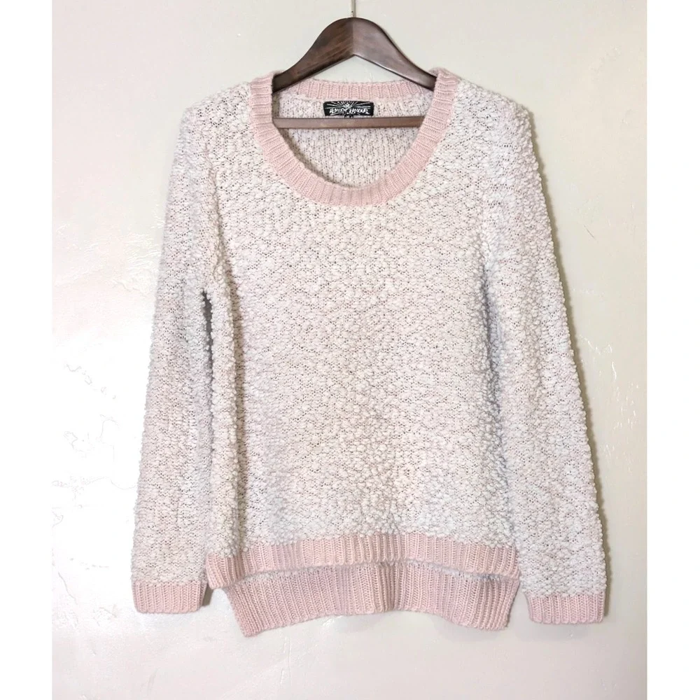 Almost Famous Women Pink Pullover Sweater XL Slub Textured Knit Cozy Loose Knit - Picture 1 of 9